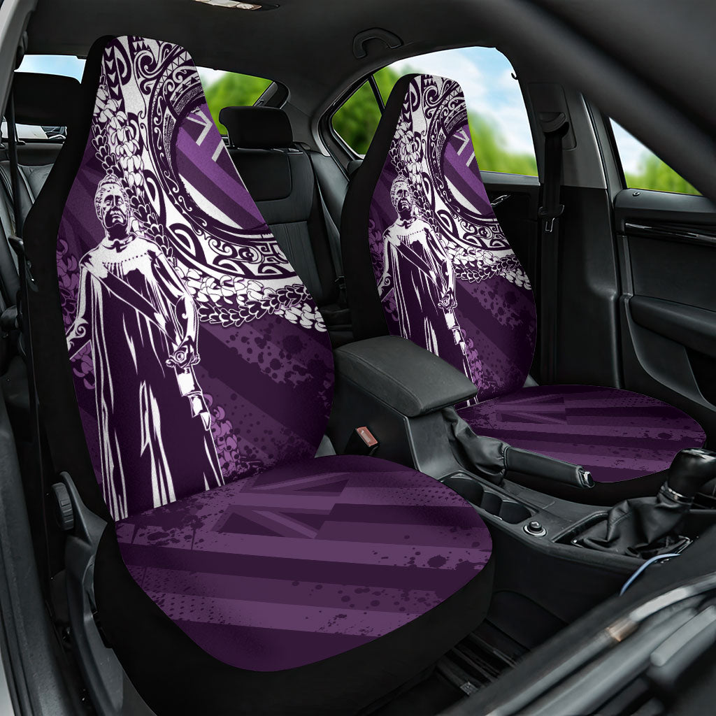 Hawaii Queen Liliuokalani Car Seat Cover Hawaiian Maile Lei Flag Style LT05 One Size Purple - Polynesian Pride
