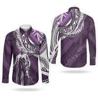Hawaii Queen Liliuokalani Couples Matching Puletasi and Long Sleeve Button Shirt Hawaiian Maile Lei Flag Style LT05 - Polynesian Pride