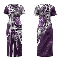 Hawaii Queen Liliuokalani Couples Matching Short Sleeve Bodycon Dress and Long Sleeve Button Shirt Hawaiian Maile Lei Flag Style LT05 - Polynesian Pride