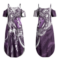 Hawaii Queen Liliuokalani Couples Matching Summer Maxi Dress and Long Sleeve Button Shirt Hawaiian Maile Lei Flag Style LT05 - Polynesian Pride
