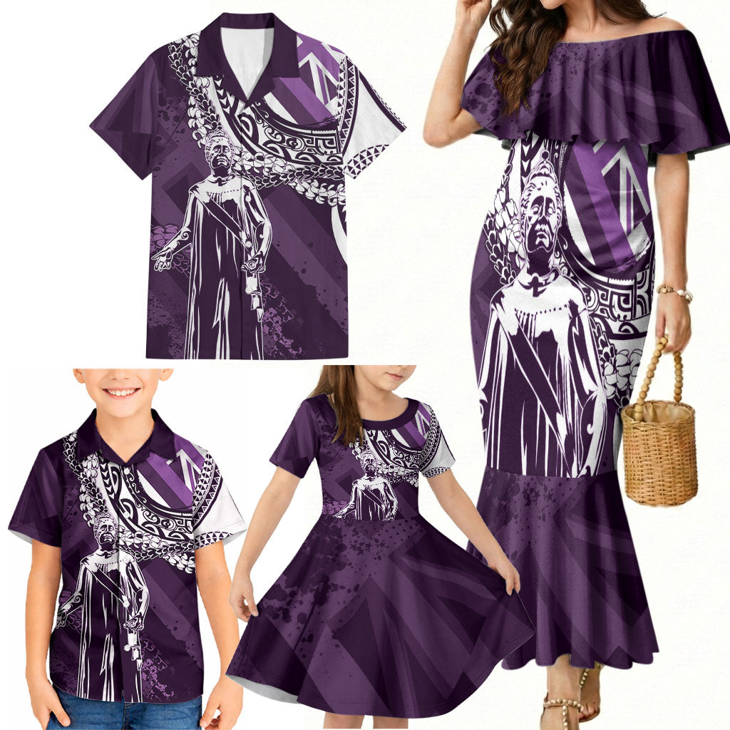 Hawaii Queen Liliuokalani Family Matching Mermaid Dress and Hawaiian Shirt Hawaiian Maile Lei Flag Style LT05 - Polynesian Pride