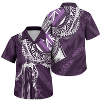 Hawaii Queen Liliuokalani Family Matching Mermaid Dress and Hawaiian Shirt Hawaiian Maile Lei Flag Style LT05 Son's Shirt Purple - Polynesian Pride