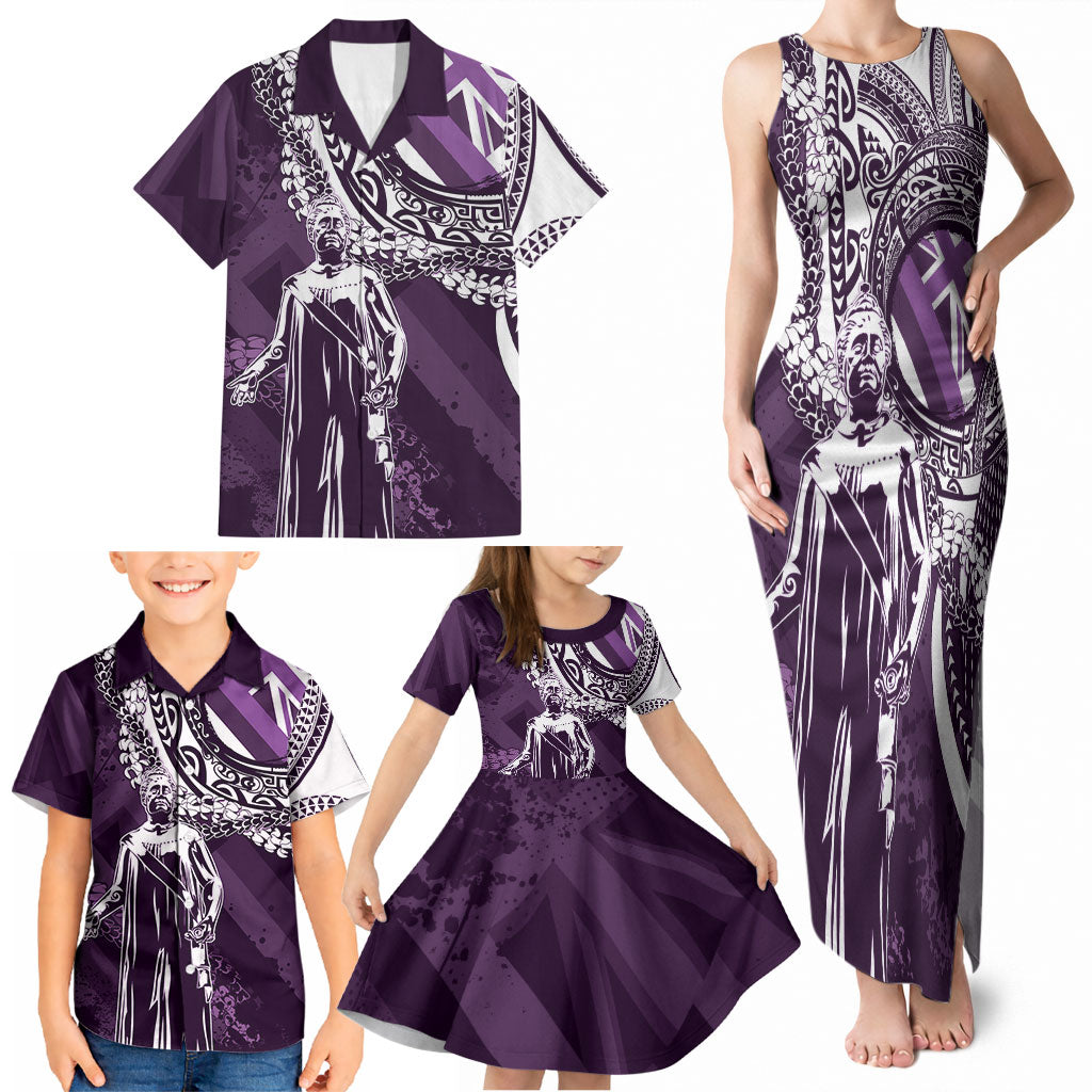 Hawaii Queen Liliuokalani Family Matching Tank Maxi Dress and Hawaiian Shirt Hawaiian Maile Lei Flag Style LT05 - Polynesian Pride