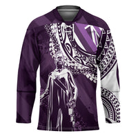 Hawaii Queen Liliuokalani Hockey Jersey Hawaiian Maile Lei Flag Style LT05 Unisex Purple - Polynesian Pride