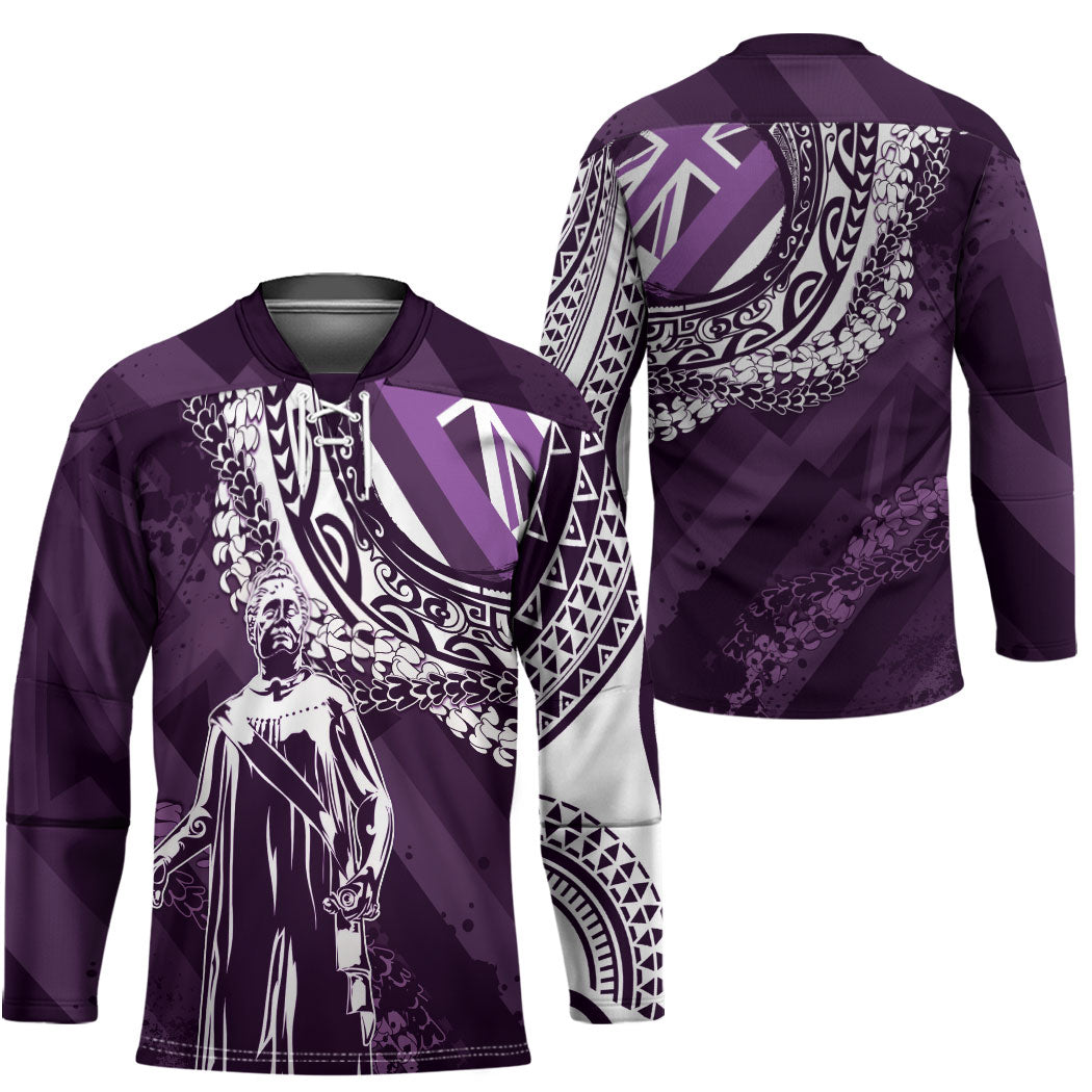 Hawaii Queen Liliuokalani Hockey Jersey Hawaiian Maile Lei Flag Style LT05 - Polynesian Pride