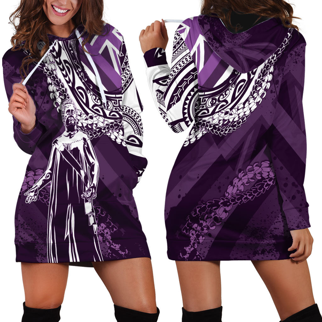 Hawaii Queen Liliuokalani Hoodie Dress Hawaiian Maile Lei Flag Style LT05 - Polynesian Pride