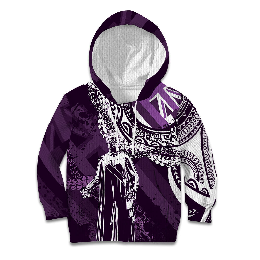 Hawaii Queen Liliuokalani Kid Hoodie Hawaiian Maile Lei Flag Style