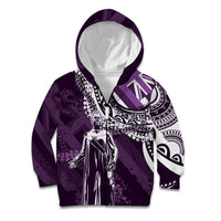 Hawaii Queen Liliuokalani Kid Hoodie Hawaiian Maile Lei Flag Style LT05 Zip Hoodie Purple - Polynesian Pride