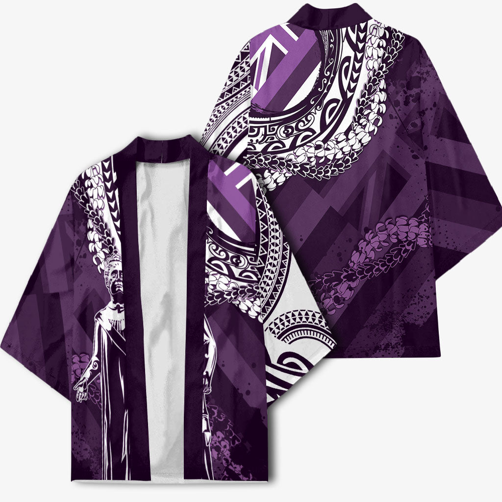 Hawaii Queen Liliuokalani Kimono Hawaiian Maile Lei Flag Style LT05 - Polynesian Pride