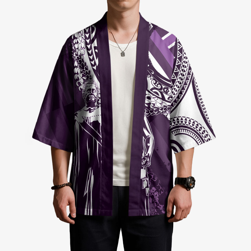 Hawaii Queen Liliuokalani Kimono Hawaiian Maile Lei Flag Style LT05 - Polynesian Pride