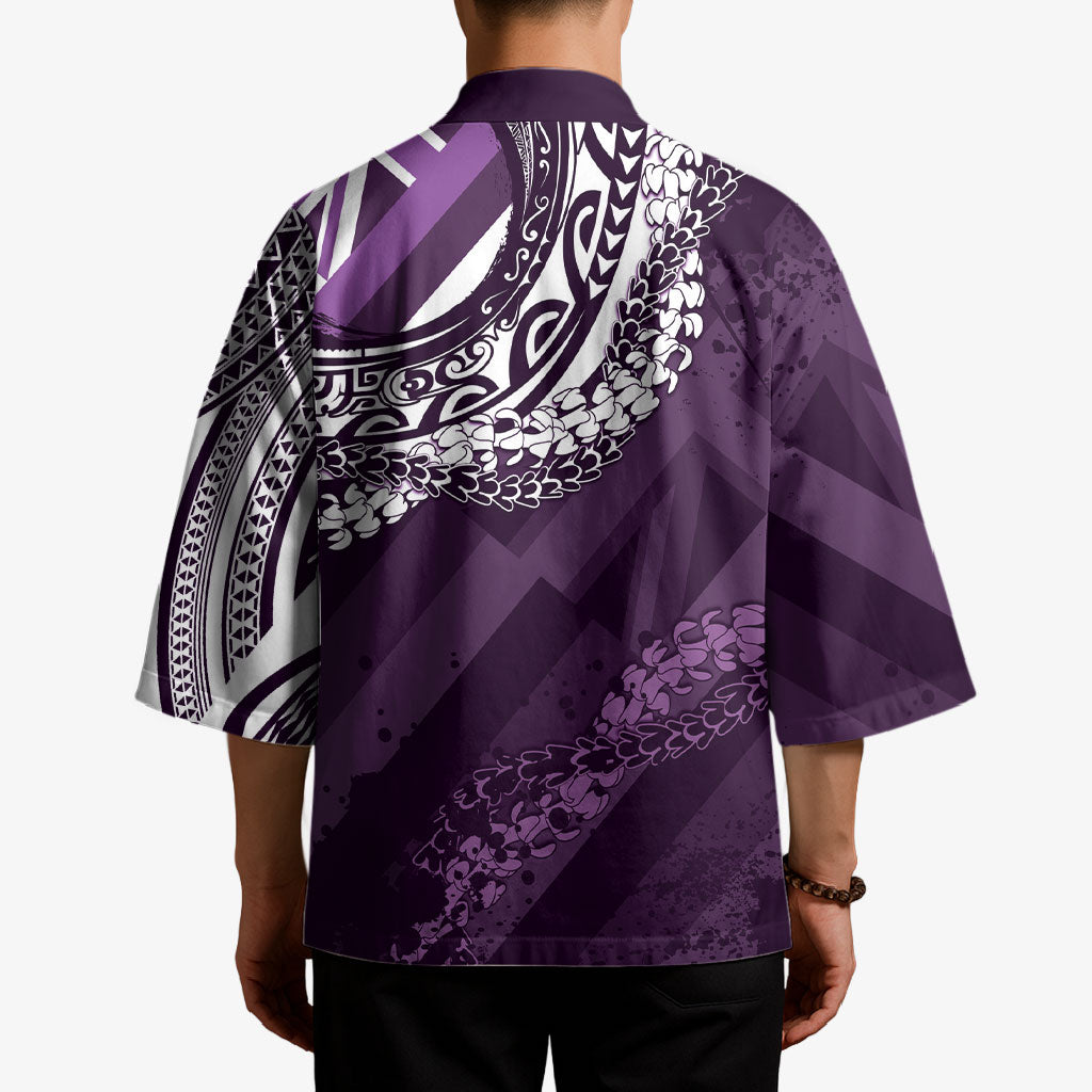Hawaii Queen Liliuokalani Kimono Hawaiian Maile Lei Flag Style LT05 - Polynesian Pride
