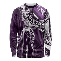 Hawaii Queen Liliuokalani Long Sleeve Shirt Hawaiian Maile Lei Flag Style LT05 Unisex Purple - Polynesian Pride