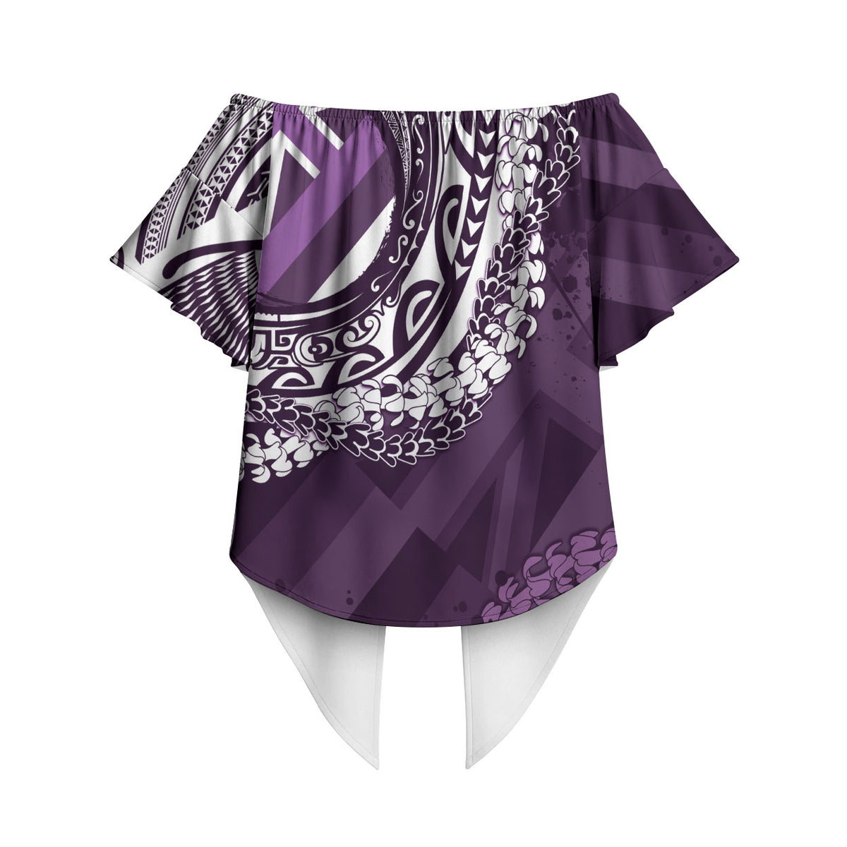 Hawaii Queen Liliuokalani Off Shoulder Wrap Waist Top Hawaiian Maile Lei Flag Style LT05 - Polynesian Pride