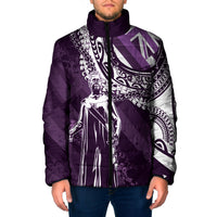 Hawaii Queen Liliuokalani Padded Jacket Hawaiian Maile Lei Flag Style LT05 Men Purple - Polynesian Pride