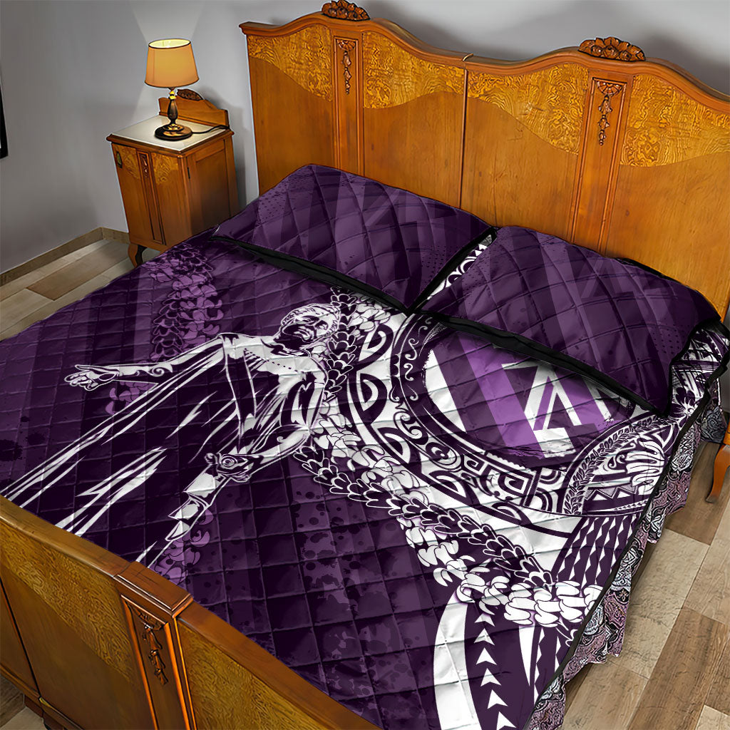 Hawaii Queen Liliuokalani Quilt Bed Set Hawaiian Maile Lei Flag Style LT05 - Polynesian Pride