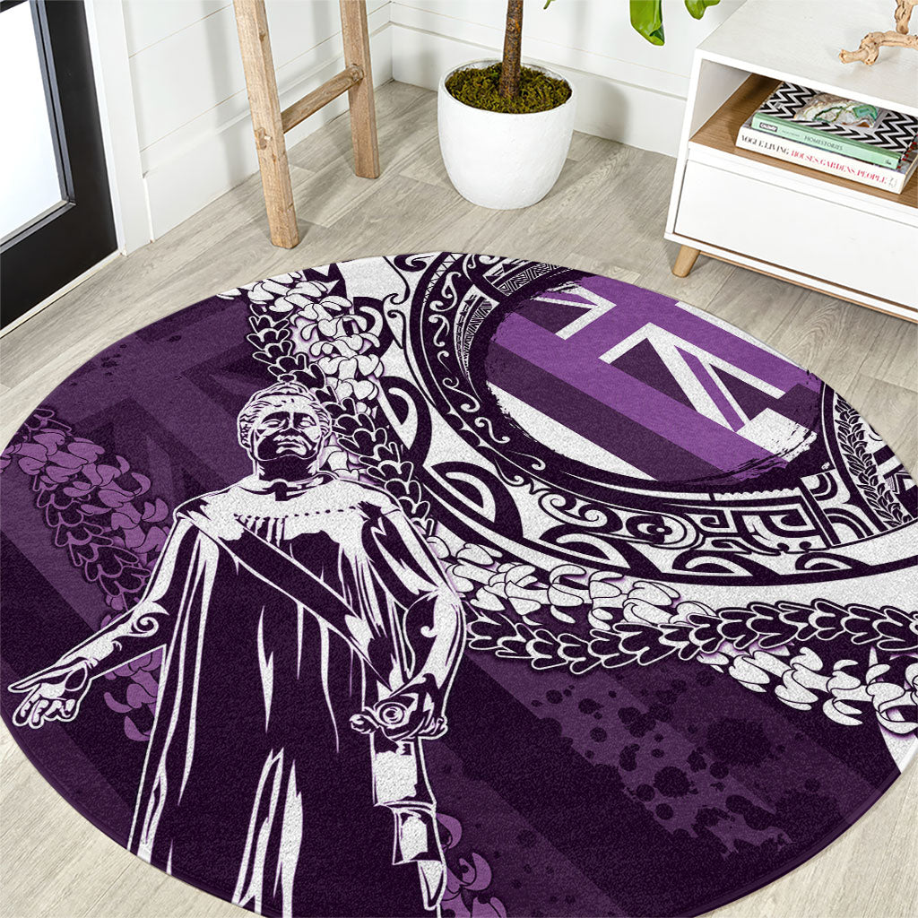 Hawaii Queen Liliuokalani Round Carpet Hawaiian Maile Lei Flag Style LT05 Purple - Polynesian Pride
