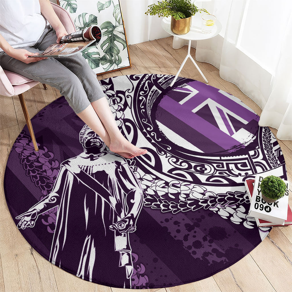 Hawaii Queen Liliuokalani Round Carpet Hawaiian Maile Lei Flag Style LT05 - Polynesian Pride