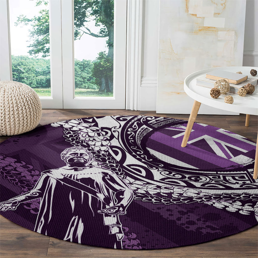 Hawaii Queen Liliuokalani Round Carpet Hawaiian Maile Lei Flag Style LT05 - Polynesian Pride