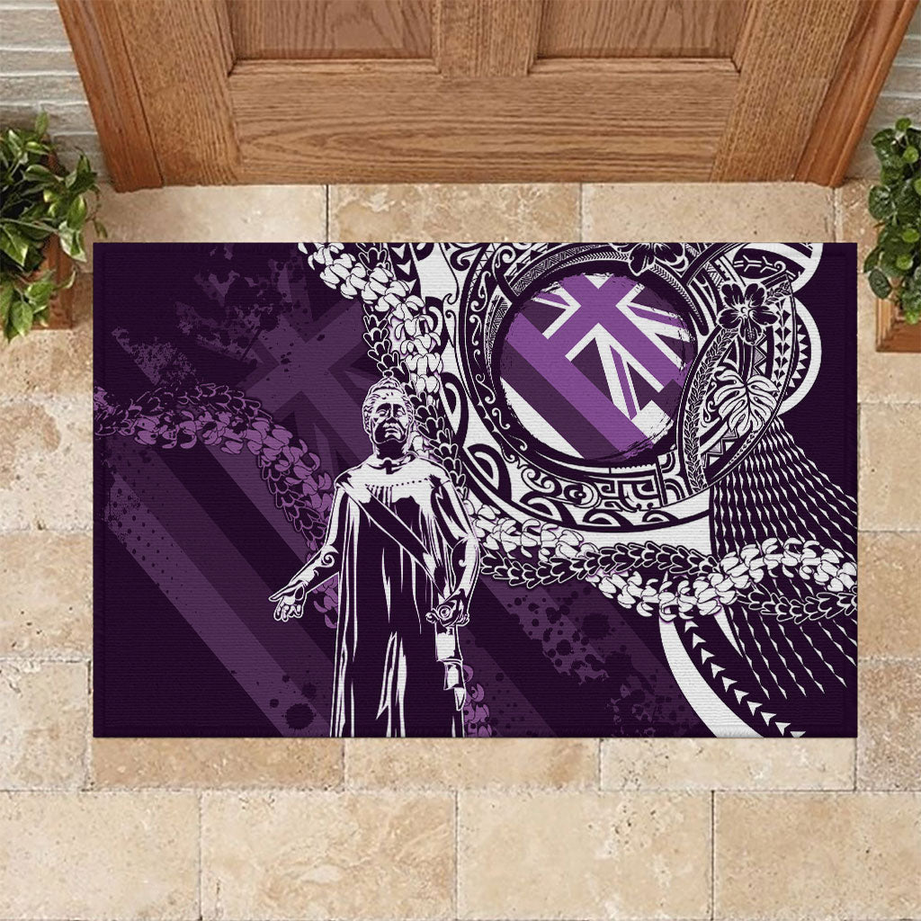 Hawaii Queen Liliuokalani Rubber Doormat Hawaiian Maile Lei Flag Style LT05 Purple - Polynesian Pride