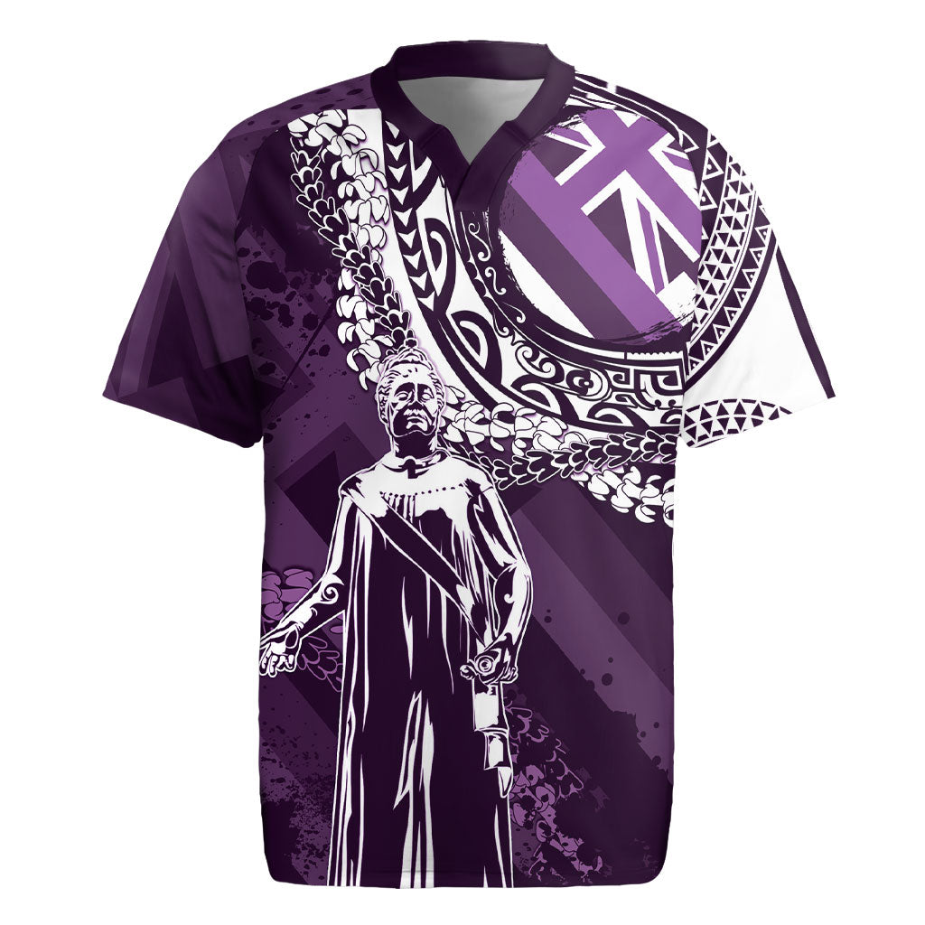 Hawaii Queen Liliuokalani Rugby Jersey Hawaiian Maile Lei Flag Style LT05 Purple - Polynesian Pride