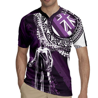 Hawaii Queen Liliuokalani Rugby Jersey Hawaiian Maile Lei Flag Style LT05 - Polynesian Pride