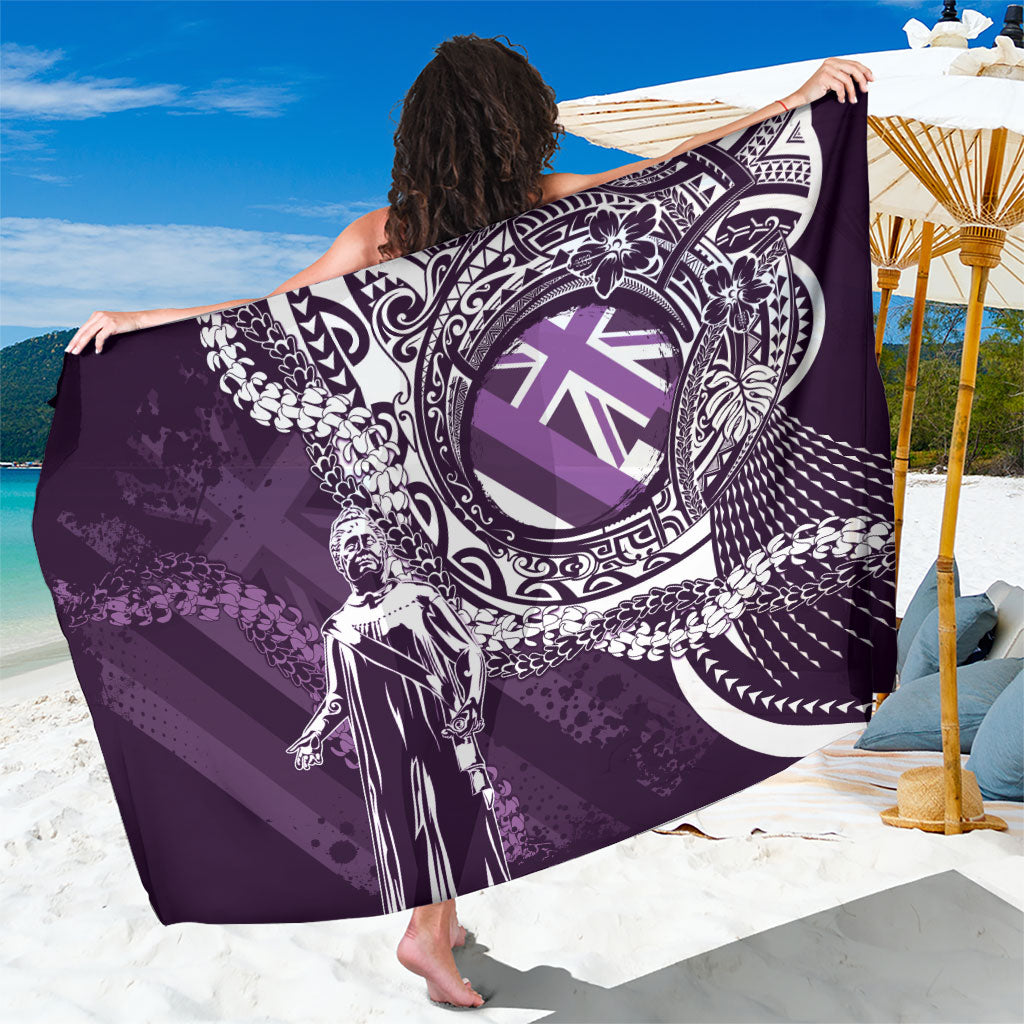 Hawaii Queen Liliuokalani Sarong Hawaiian Maile Lei Flag Style LT05 One Size 44 x 66 inches Purple - Polynesian Pride