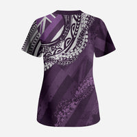 Hawaii Queen Liliuokalani Scrub Top Hawaiian Maile Lei Flag Style LT05 - Polynesian Pride