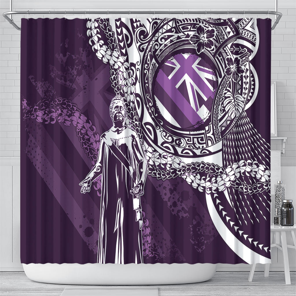 Hawaii Queen Liliuokalani Shower Curtain Hawaiian Maile Lei Flag Style LT05 - Polynesian Pride