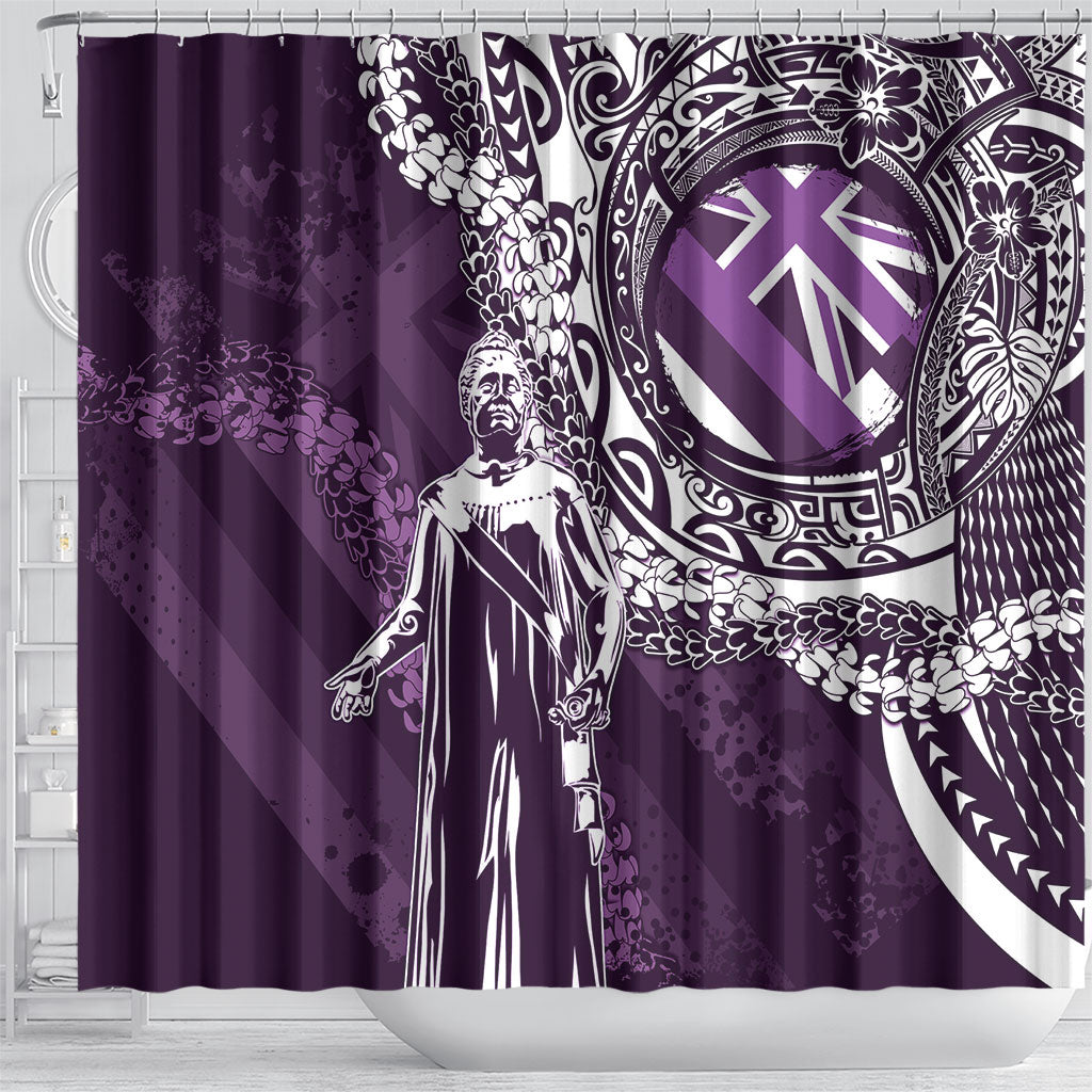 Hawaii Queen Liliuokalani Shower Curtain Hawaiian Maile Lei Flag Style LT05 - Polynesian Pride
