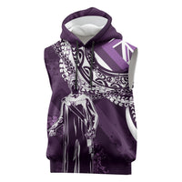 Hawaii Queen Liliuokalani Sleeveless Hoodie Hawaiian Maile Lei Flag Style LT05 Purple - Polynesian Pride