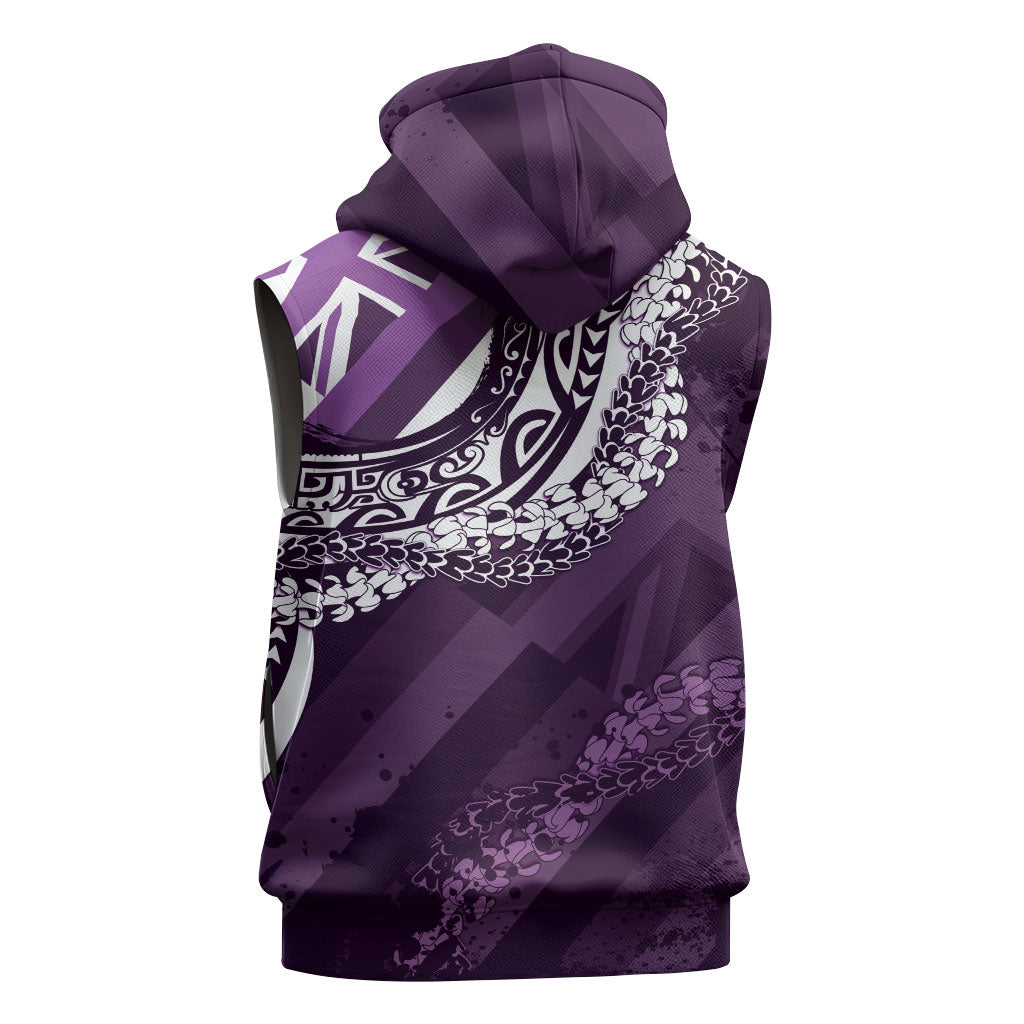 Hawaii Queen Liliuokalani Sleeveless Hoodie Hawaiian Maile Lei Flag Style LT05 - Polynesian Pride