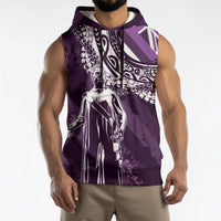 Hawaii Queen Liliuokalani Sleeveless Hoodie Hawaiian Maile Lei Flag Style LT05 - Polynesian Pride