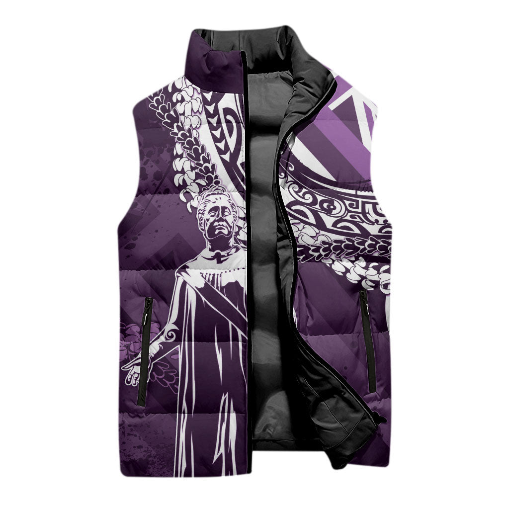 Hawaii Queen Liliuokalani Sleeveless Puffer Jacket Hawaiian Maile Lei Flag Style LT05 - Polynesian Pride