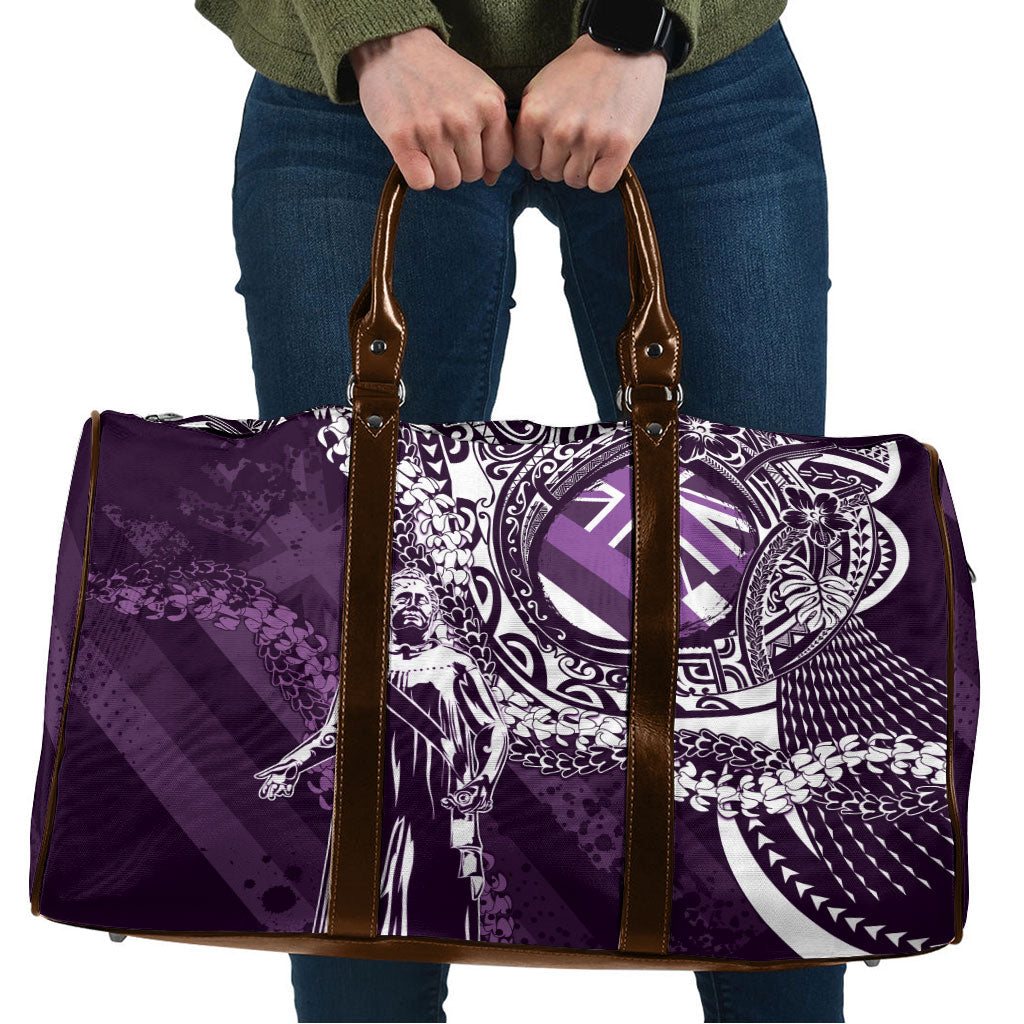 Hawaii Queen Liliuokalani Travel Bag Hawaiian Maile Lei Flag Style LT05 Purple - Polynesian Pride