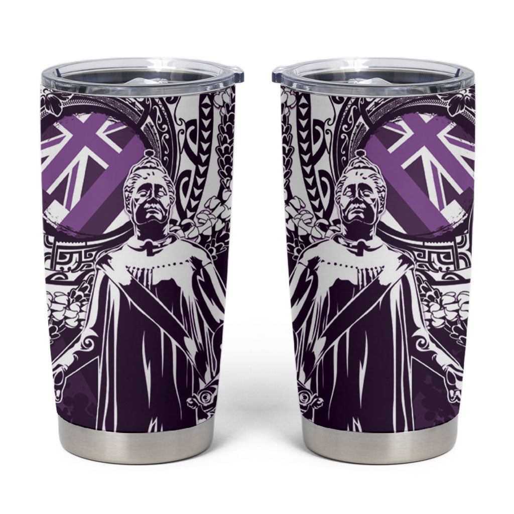 Hawaii Queen Liliuokalani Tumbler Cup Hawaiian Maile Lei Flag Style