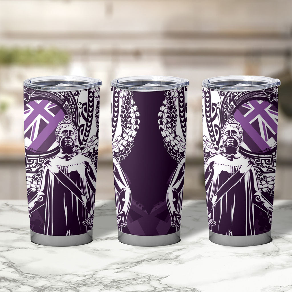 Hawaii Queen Liliuokalani Tumbler Cup Hawaiian Maile Lei Flag Style LT05 - Polynesian Pride