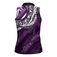 Hawaii Queen Liliuokalani Women Sleeveless Polo Shirt Hawaiian Maile Lei Flag Style LT05 - Polynesian Pride