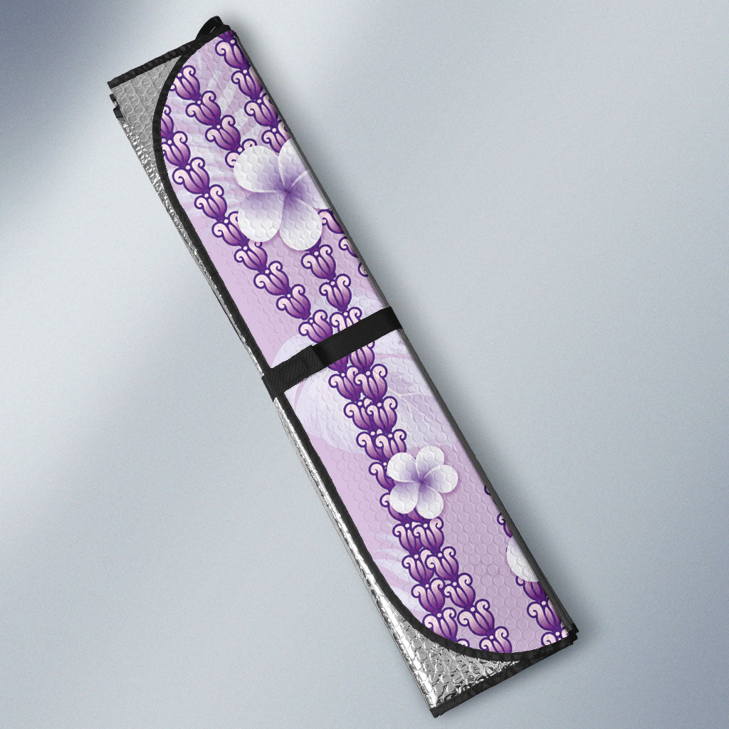 Hawaii Queen Liliuokalani Auto Sun Shade Lavender Lei Pua Kalaunu LT05 - Polynesian Pride