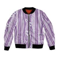 Hawaii Queen Liliuokalani Bomber Jacket Lavender Lei Pua Kalaunu LT05 Unisex Lavender - Polynesian Pride