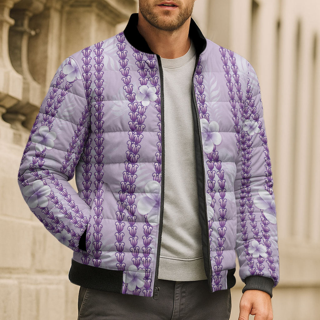 Hawaii Queen Liliuokalani Bomber Puffer Jacket Lavender Lei Pua Kalaunu LT05 - Polynesian Pride