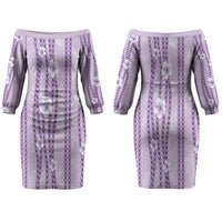 Hawaii Queen Liliuokalani Couples Matching Off The Shoulder Long Sleeve Dress and Long Sleeve Button Shirt Lavender Lei Pua Kalaunu LT05 - Polynesian Pride