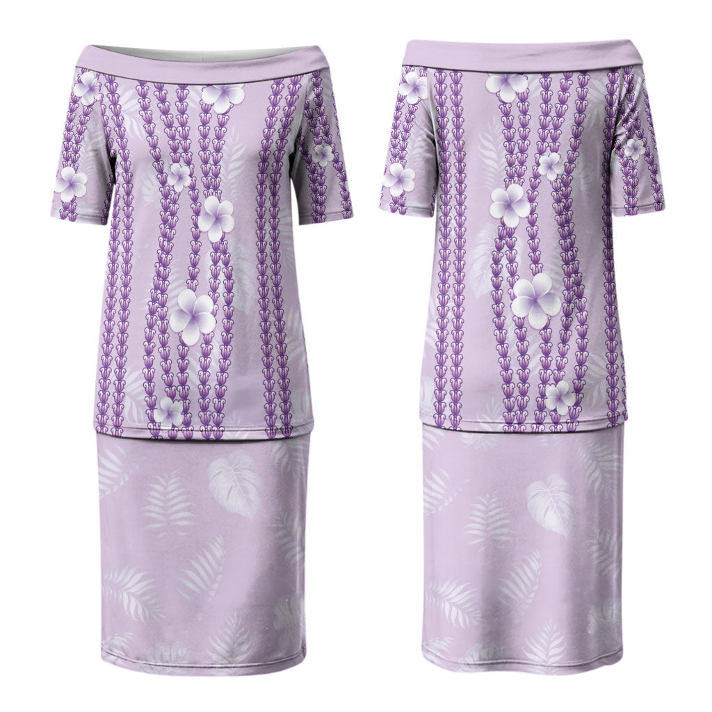 Hawaii Queen Liliuokalani Couples Matching Puletasi and Long Sleeve Button Shirt Lavender Lei Pua Kalaunu LT05 - Polynesian Pride