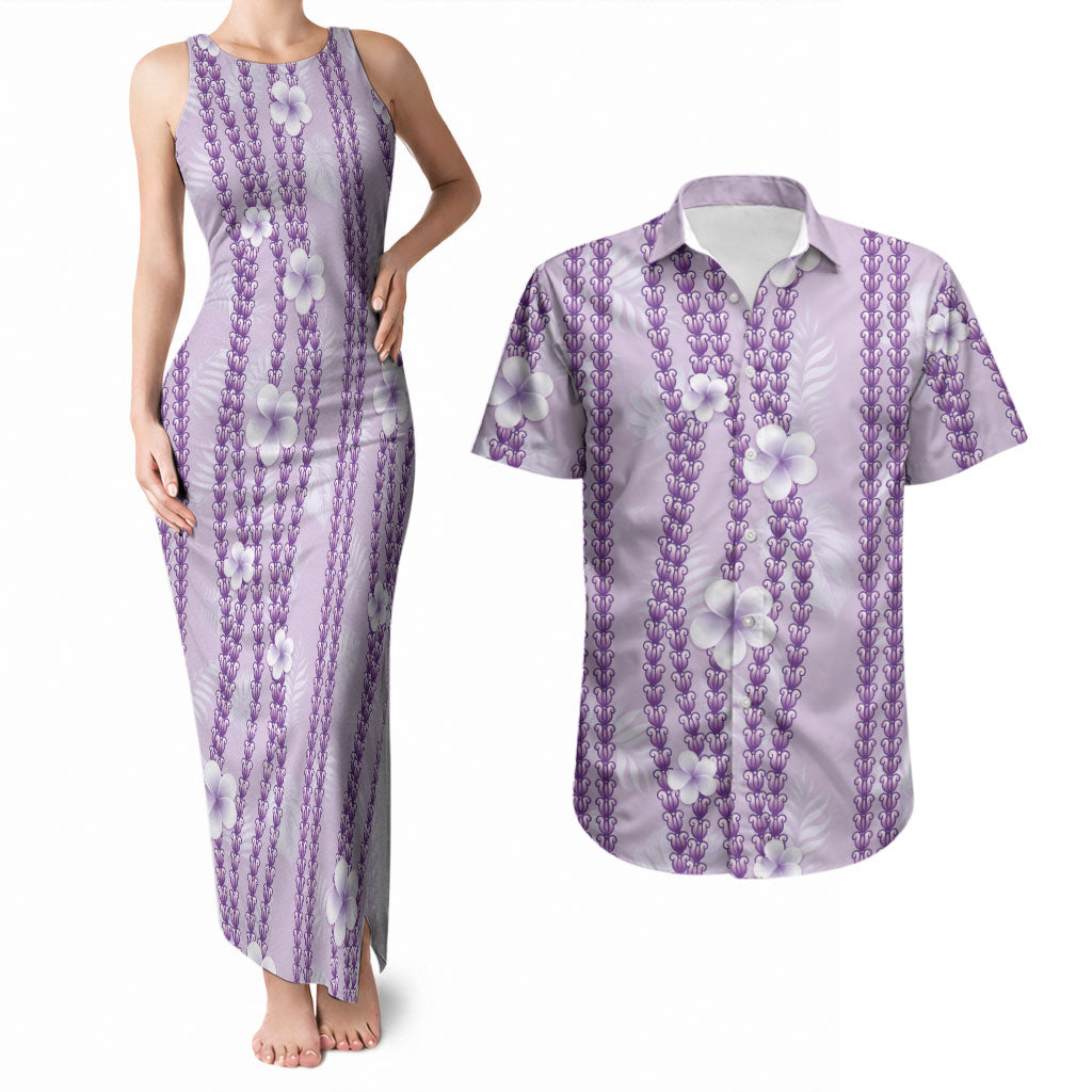 Hawaii Queen Liliuokalani Couples Matching Tank Maxi Dress and Hawaiian Shirt Lavender Lei Pua Kalaunu LT05 Lavender - Polynesian Pride