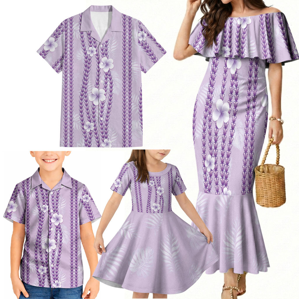 Hawaii Queen Liliuokalani Family Matching Mermaid Dress and Hawaiian Shirt Lavender Lei Pua Kalaunu LT05 - Polynesian Pride