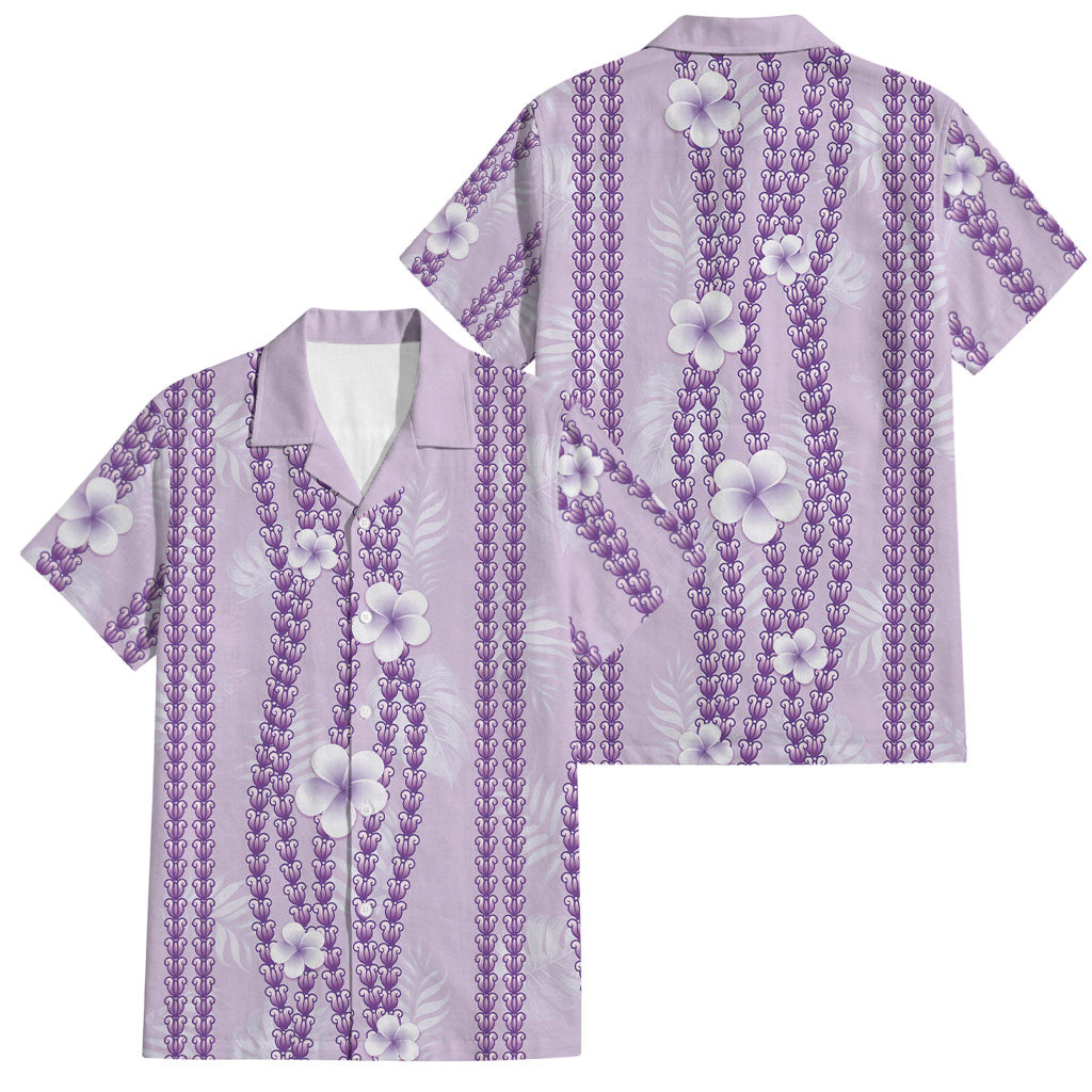 Hawaii Queen Liliuokalani Family Matching Off Shoulder Maxi Dress and Hawaiian Shirt Lavender Lei Pua Kalaunu LT05 Dad's Shirt - Short Sleeve Lavender - Polynesian Pride