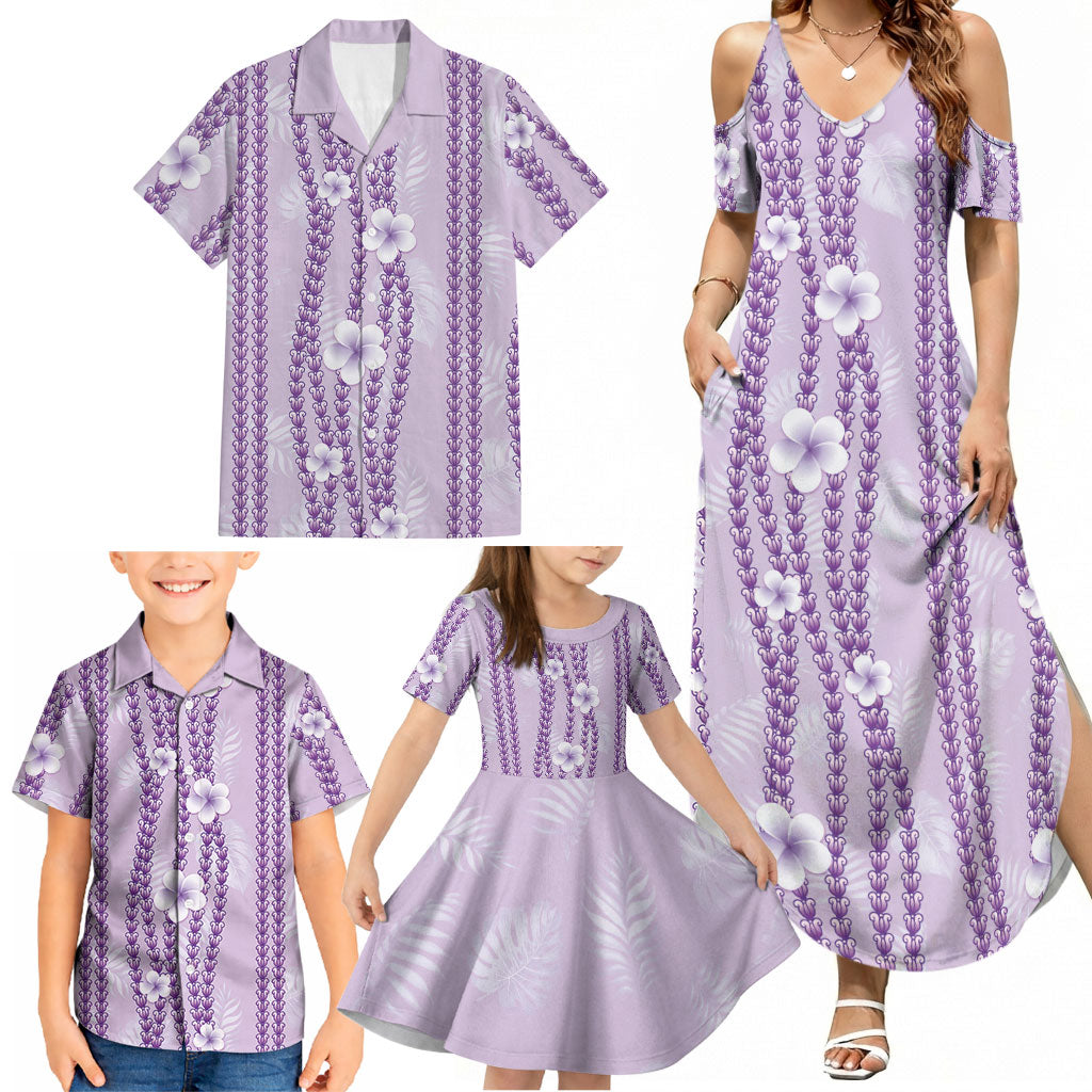 Hawaii Queen Liliuokalani Family Matching Summer Maxi Dress and Hawaiian Shirt Lavender Lei Pua Kalaunu LT05 - Polynesian Pride