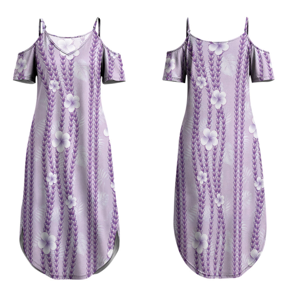 Hawaii Queen Liliuokalani Family Matching Summer Maxi Dress and Hawaiian Shirt Lavender Lei Pua Kalaunu LT05 Mom's Dress Lavender - Polynesian Pride