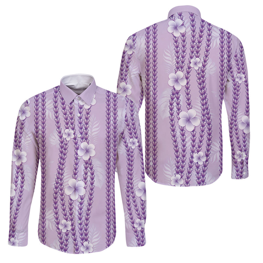 Hawaii Queen Liliuokalani Family Matching Summer Maxi Dress and Hawaiian Shirt Lavender Lei Pua Kalaunu LT05 Dad's Shirt - Long Sleeve Lavender - Polynesian Pride