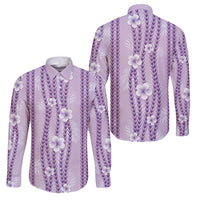 Hawaii Queen Liliuokalani Family Matching Tank Maxi Dress and Hawaiian Shirt Lavender Lei Pua Kalaunu LT05 Dad's Shirt - Long Sleeve Lavender - Polynesian Pride