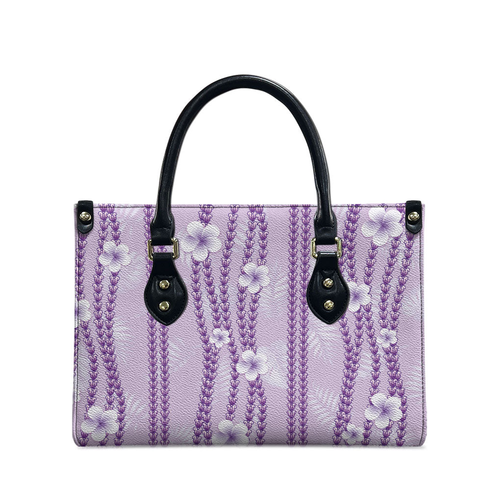 Hawaii Queen Liliuokalani Leather Bag Lavender Lei Pua Kalaunu LT05 - Polynesian Pride
